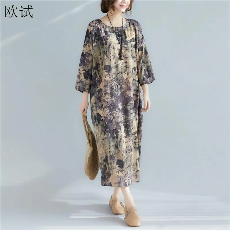 Женское платье с цветочным принтом длинное шелковое атласное размеры до 5XL весна