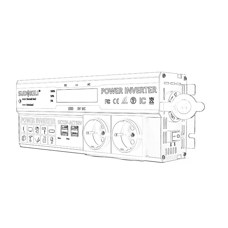 Автомобильный инвертор 12V 24V 2000W Инвертор Трансформатор напряжения DC12V от acsmart 220V преобразователь 4 USB светодиодный дисплей дома