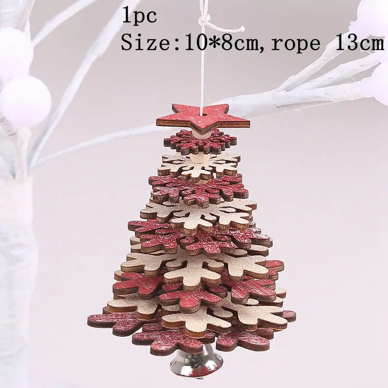 red snowflake Рождественские украшения, деревянные подвески, новогодние Подвесные Подарки, украшение на елку, сделай сам, дерево, ремесло, для дома, свадьбы, Navidad, Декор - Цвет: red snowflake