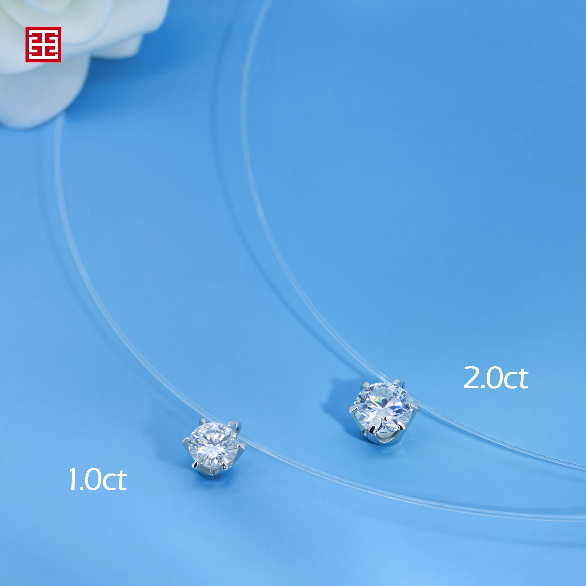 GIGAJEWE 2.0ct 8 0 мм VVS1 EF цвет круглый Moissanite рыба линия Воротник Ожерелье невидимое