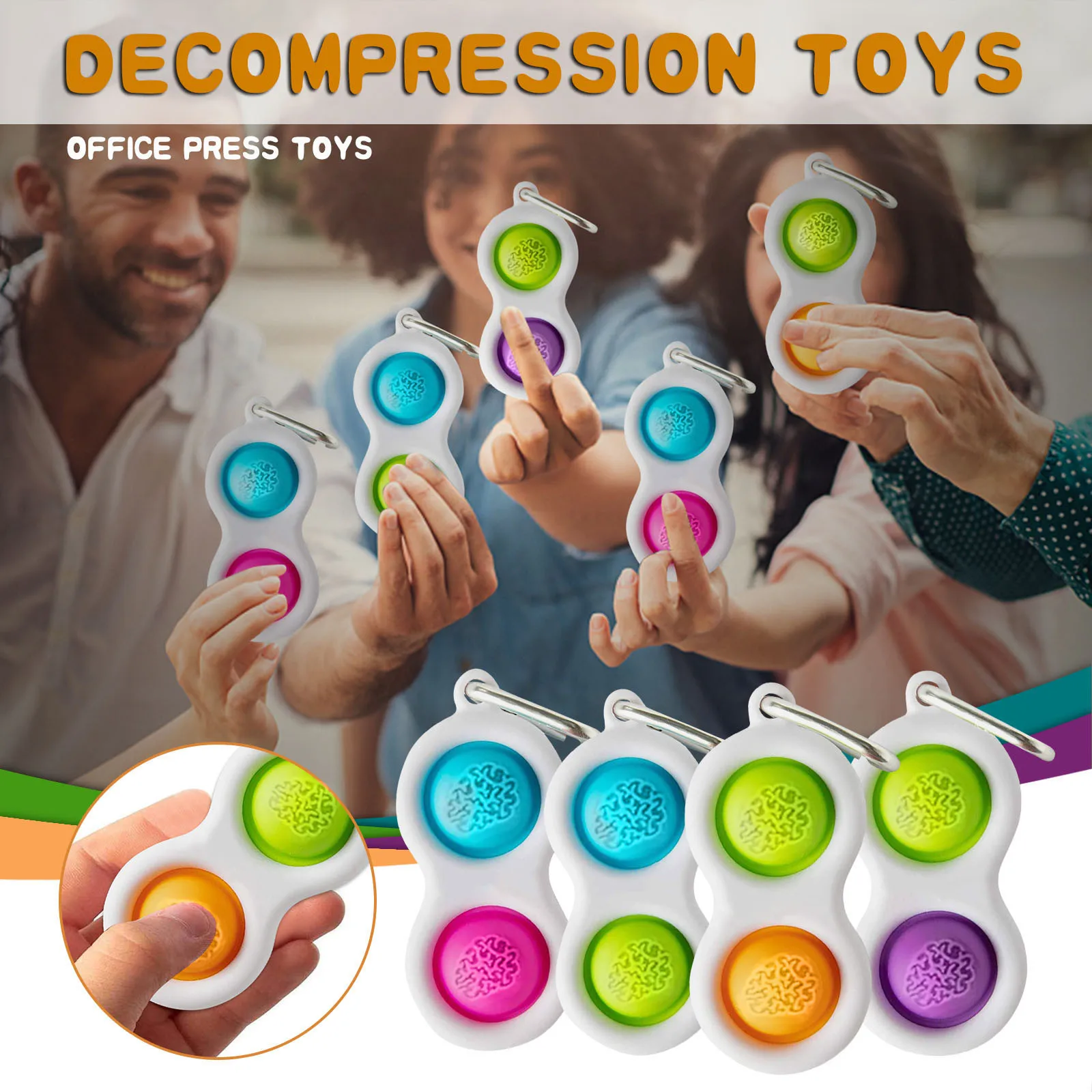

4pc Dimple Toy Children Adult Fidget Toys Pop It Simple Dimple Keychain Two-Color 8 Number Shape Antistress Popit Toy АнисѬесс