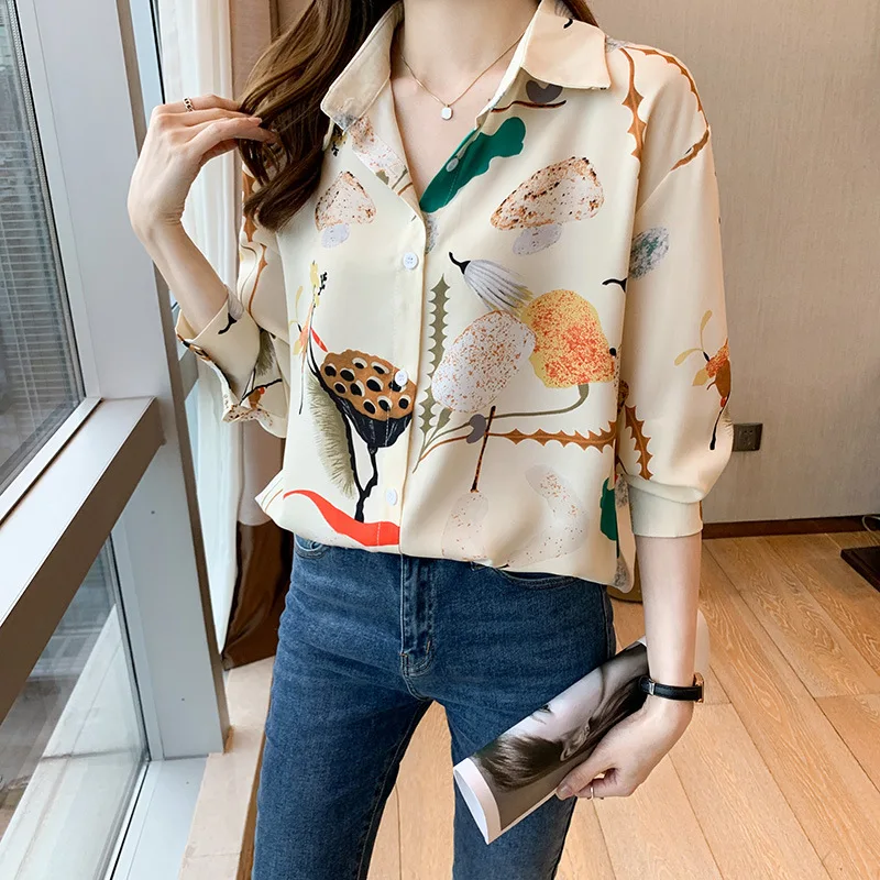 Женская рубашка с длинным рукавом свободные большие шифоновые блузки