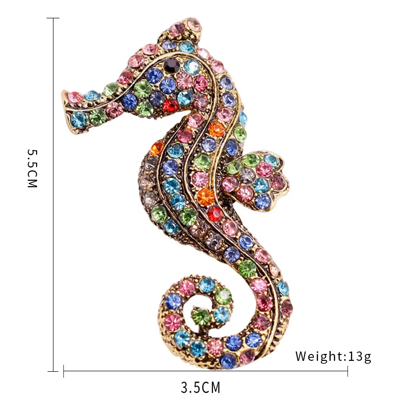Модные хрустальные стразы морская лошадь брошь милые морские животные броши для