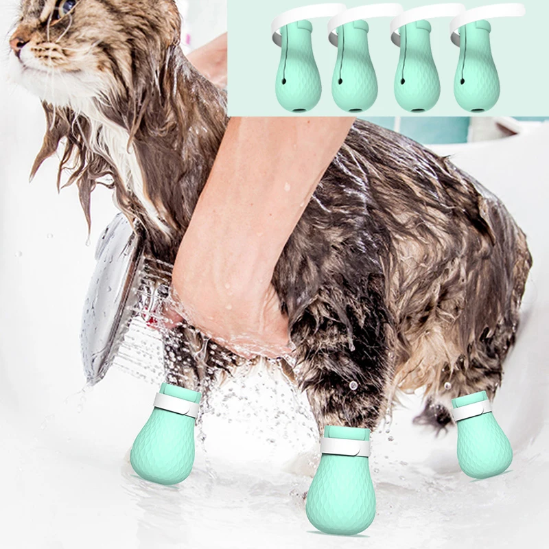 

Silicone Cat Grooming Supplies Anti-Scratch Shoes For Cats Adjustable Pet Cat Boots Bath Washing Cat Claw Paw Cover Protector