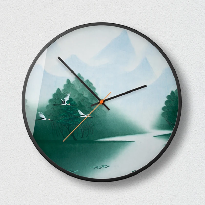 

New 12 Inch Chinese Style Silent Clock Simple Personality Wall Clock Modern Design Living Room Clock Metal Retro Wall Charts