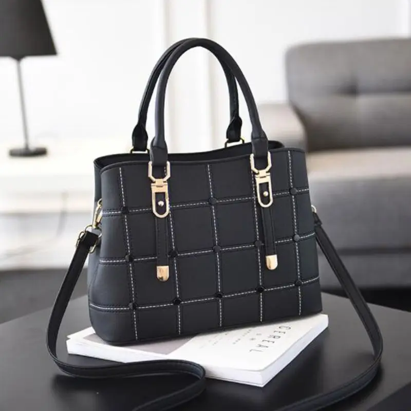 

Women's Leather Handbag 2020 Designer Fashion Brand Large Capacity Plaid Shoulder Bag High Quality Wild Crossbody Hand Bag Trend