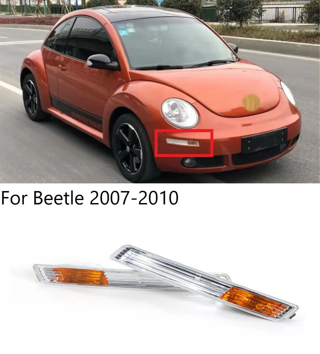

2pcs Front Bumper Daytime Lamp Turn Signal Light Without Bulbs Steering Turn Signal Lamp Front Fog Lights For Beetle 2007-2010