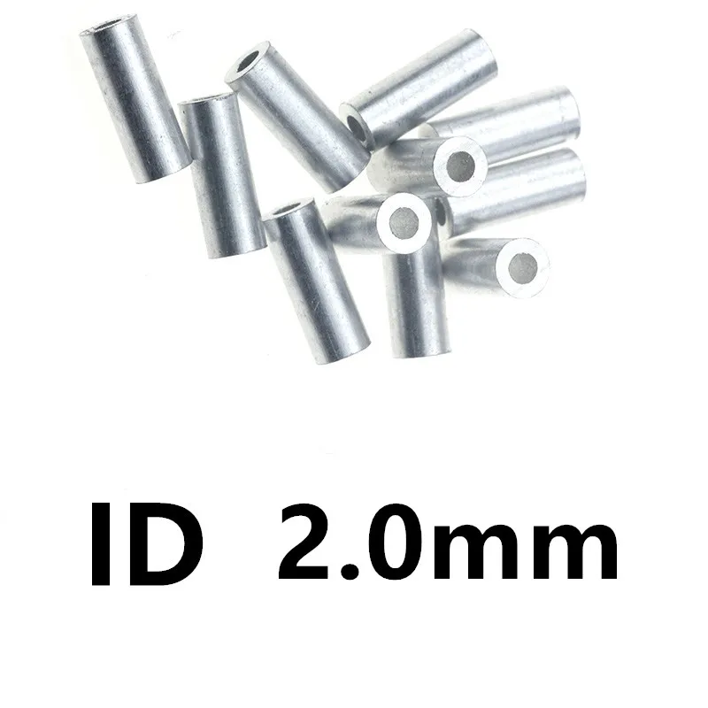 ID 2.0MM 100 шт./пакет белый круглый Алюминий трубки рыбной ловли/рыболовную леску трубы/обжимные рукава-типный коннектор для лески - Цвет: ID 2.0MM