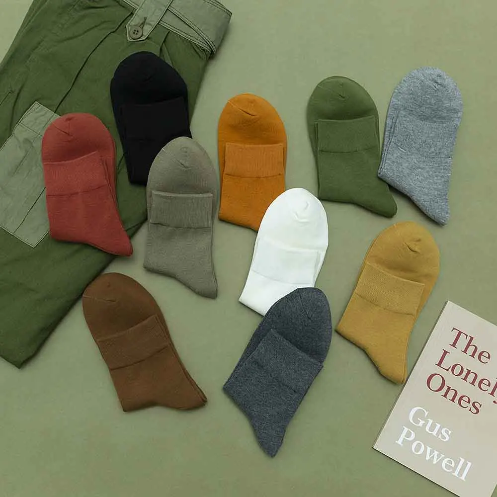 

2021 Spring New Men's Harajuku Color Colorful Simple Breathable Fashion Pure Cotton Casual Shallow Mouth Socks 10 Pair