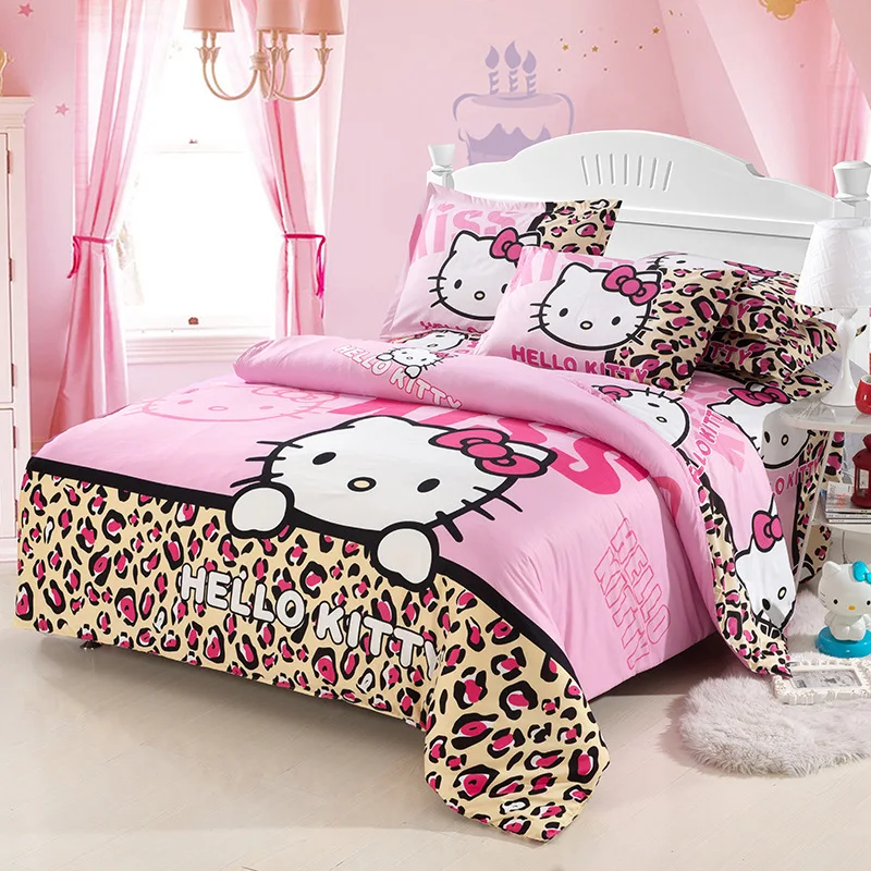Шоколад Мультфильм Комплект постельного белья Hello Kitty Doraemon Stitch пододеяльник комплекты 3/4 шт постельное белье близнец полный queen постельное белье - Цвет: Шоколад