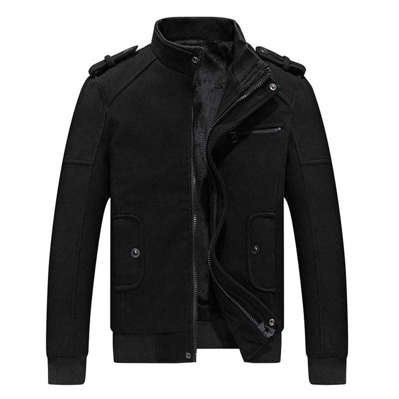 Мужское шерстяное пальто однотонное Брендовое из смешанной шерсти для осени и