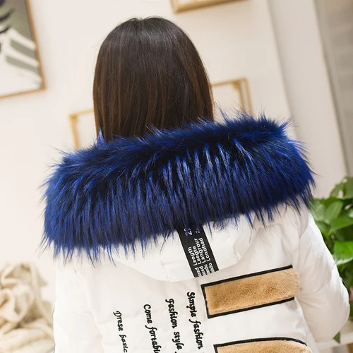royal blue Креативный модный теплый зимний воротник из искусственного меха енота зимний мужской и женский искусственный мех енота парка меховой воротник пушистый меховой воротник - Цвет: royal blue