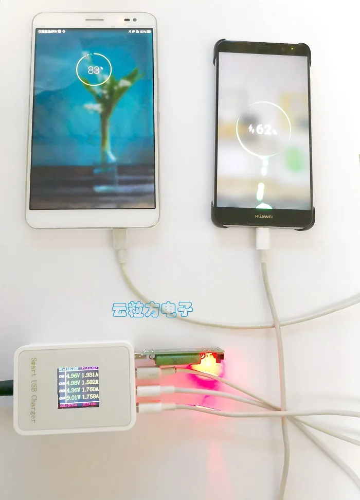 

USB4 Port Smart Phone Charger Color Screen LCD Real-time Digital Display Multi-port Automatic Identification Fast Charge QC3.0