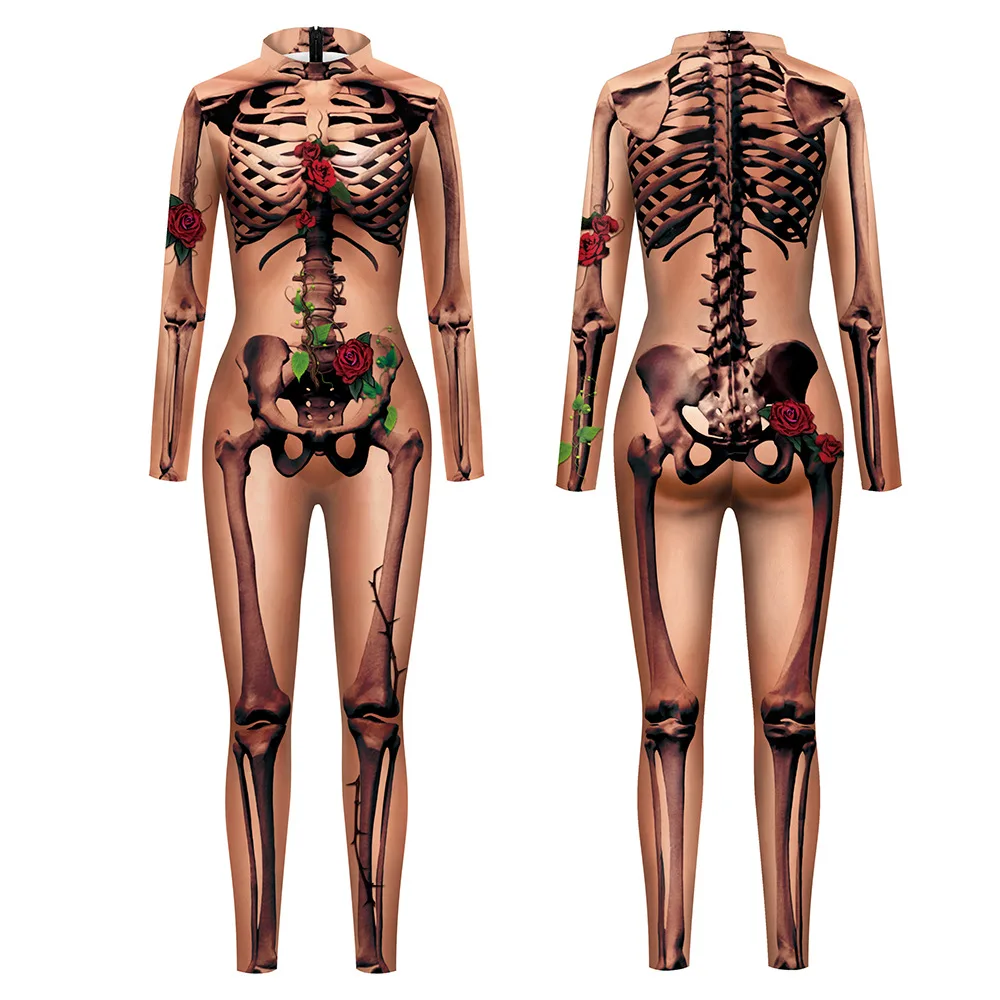 Ужас Роза человеческий скелет комбинезон косплей цифровая печать сексуальный