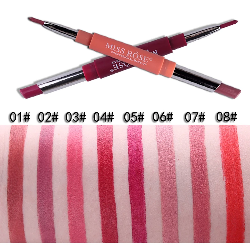Miss Rose двойная головка для губ Карандаш с помадой Maquillaje стойкий 2 в 1 Макияж красный