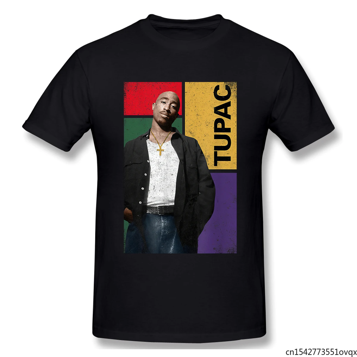 

Classic Fashion Trend Rapper Tupac Vintage Four Seasons Stretch & Spandex Short Unisex Tee