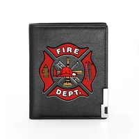 high quality fire control firemen printing mens wallet leather purse for men credit card holder short male slim money bags