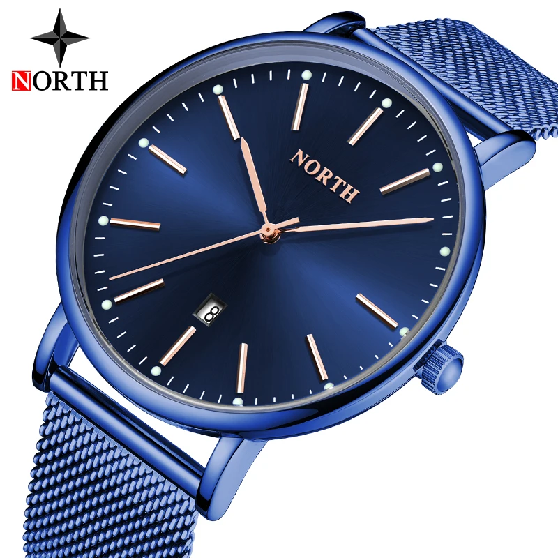 NORTH новые мужские часы Топ бренд класса люкс синие спортивные повседневные из