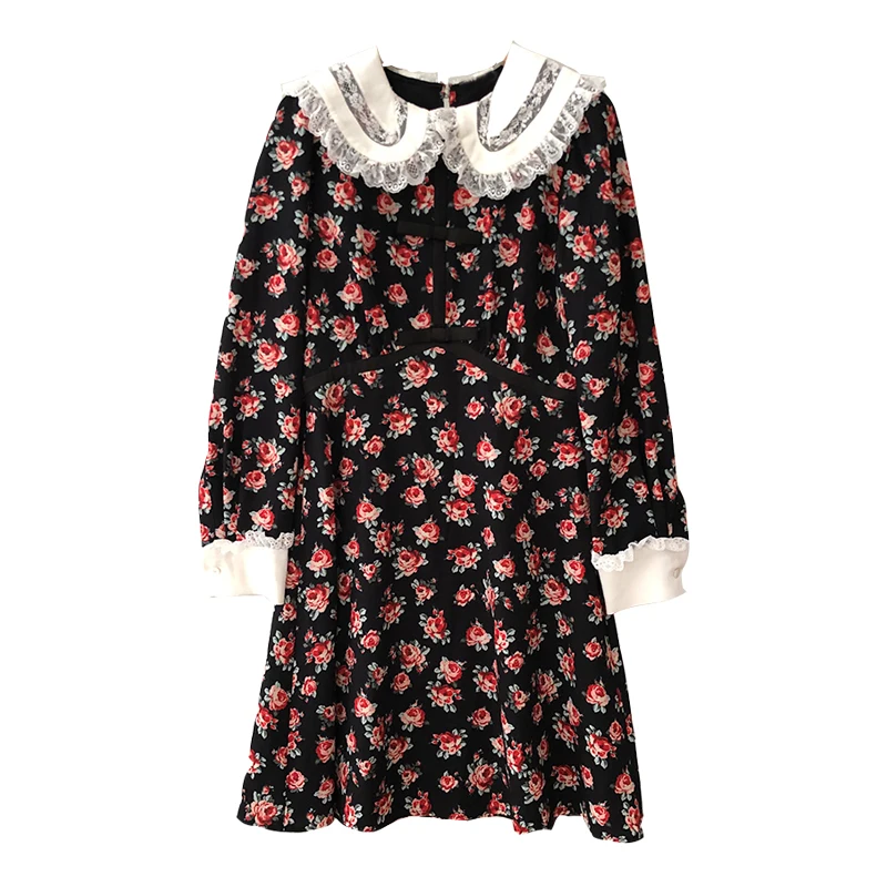 CAMIA/Новое Осеннее женское платье с принтом розы вечерние платья высокого