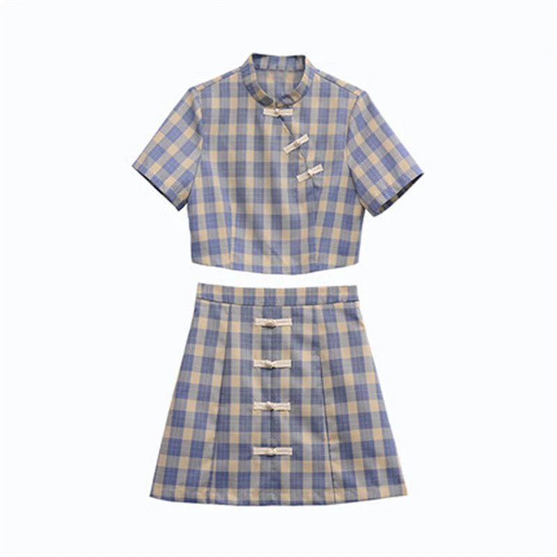 

Large Women's Autumn New Chinese Style Hanfu Embroidery Long Sleeve Slim Top + Skirt Two Piece Suit Kimono Y260