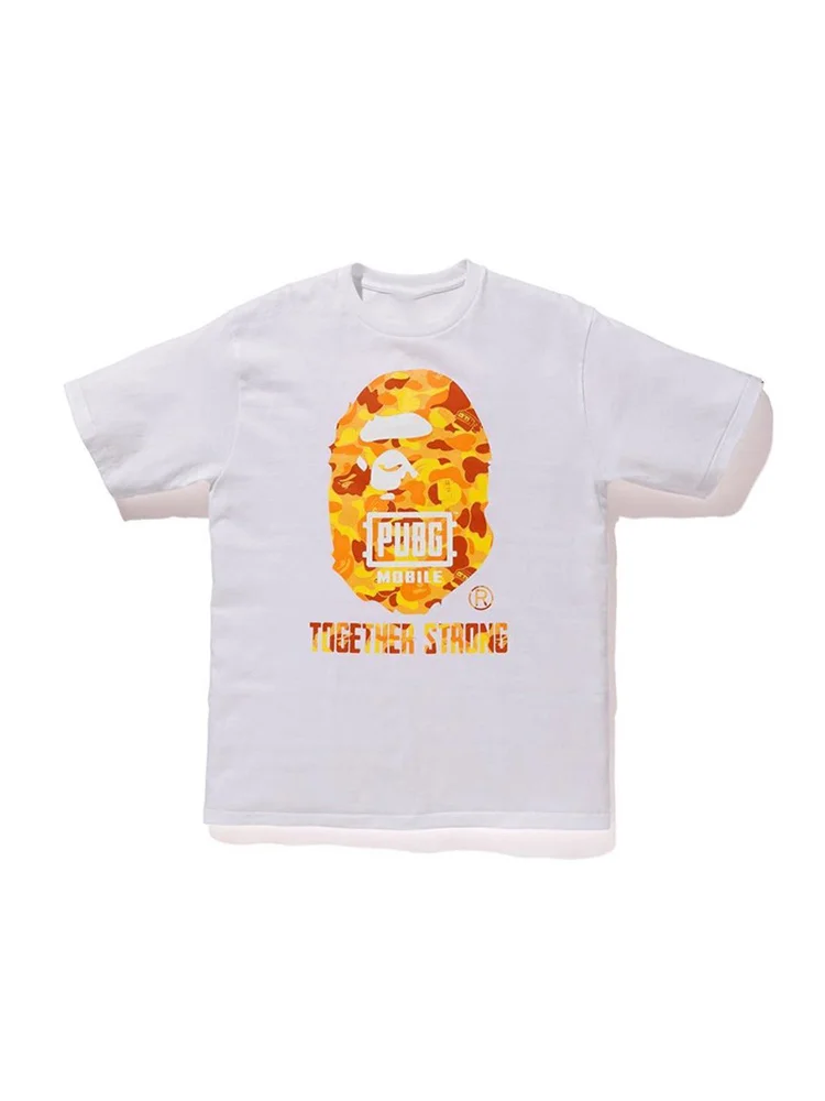 

Bape-camiseta De Fungi Manga Corta Para Hombre, Ropa Con Estampado De Moda, Cuello Redondo, Blanco y Negro, Primavera y Verano