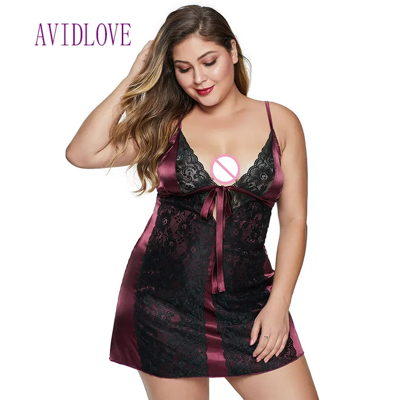 

Sexy Nightdress Home Nightgown Sexy Lingerie Women Underwear Plus Size Open Back Lingerie Deep-V Babydoll Sleepwear