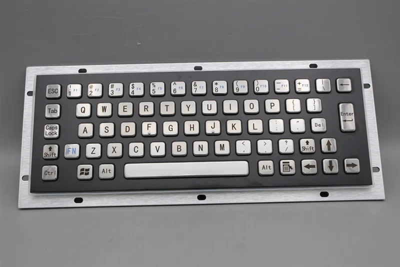 Водонепроницаемая черная промышленная прочная металлическая клавиатура из