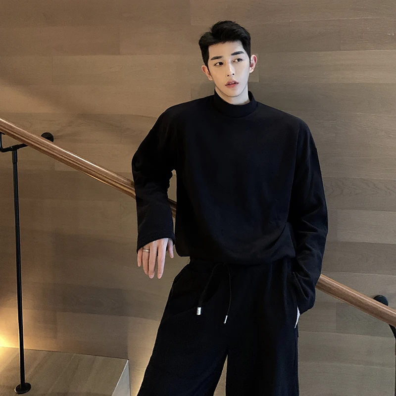 Осенние однотонные свободные спортивные штаны свитер костюм из 2 предметов в