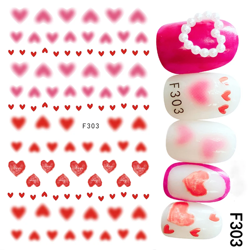 

10PCS Sexy Pink Heart Shaped Nail Art Sticker Color Cute Bear Nail Art Slider Nail Art Decoration Decal