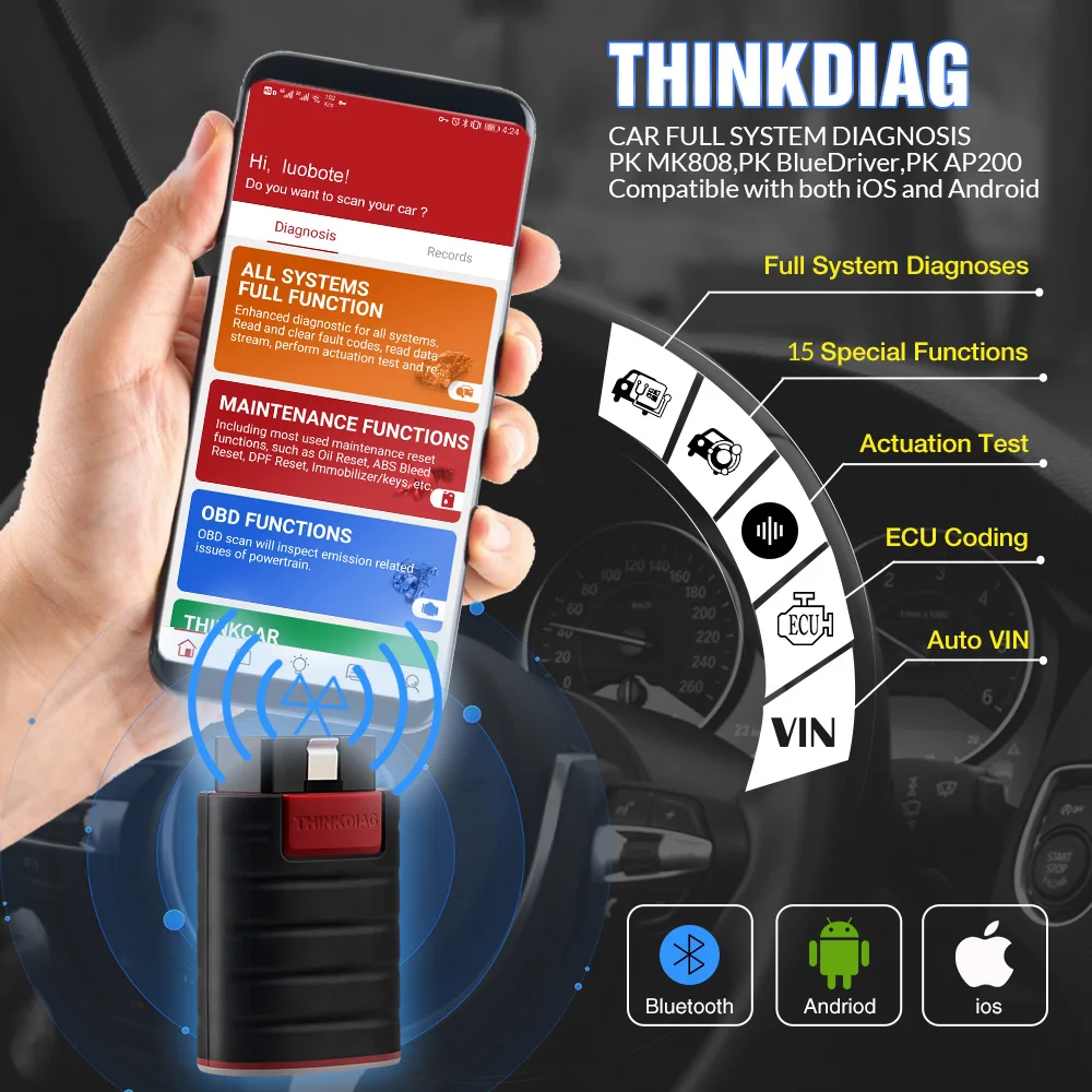 Старая версия ThinkDiag полная система Bluetooth OBD2 считыватель кодов Сканер