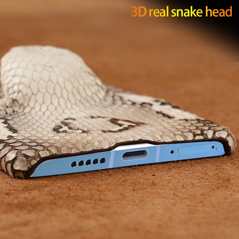 Чехол для телефона из натуральной кожи с 3d-изображением головы змеи Huawei p30 lite p40 pro