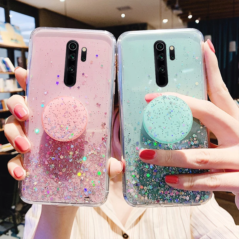 

For Xiaomi Redmi Note 8 Pro Case 3D Cute Bling Glitter Star Cover Xiaomi Redmi Note 8 8T Note8 8Pro 8 T Epoxy Soft Holder Cases