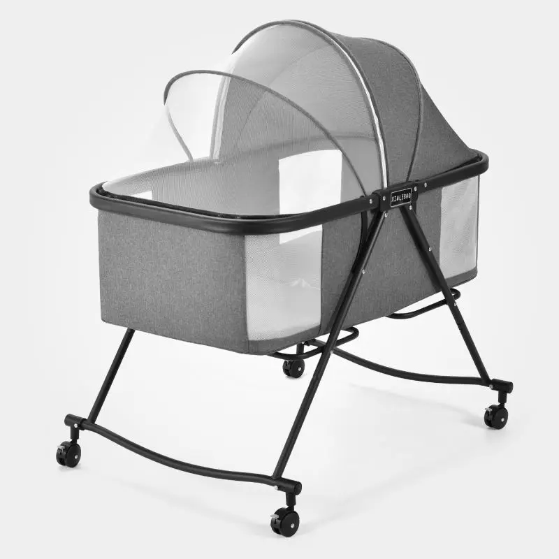 Baby Cot Foldable Portable Baby Cot Multifunctional Newborn Cradle Bed Comfort BB Bed with Roller