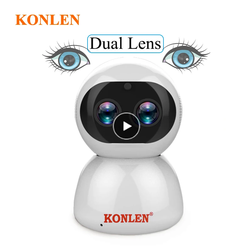 KONLEN двойной объектив ip-камера wifi Smart Auto Tracking PTZ Zoom 1080P HD беспроводной видео детский монитор для домашнего видеонаблюдения