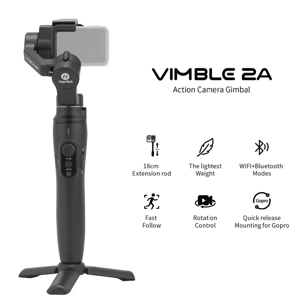 Feiyu Vimble 2A Выдвижная экшн Камера карданный стабилизатор для экшн-камеры Gopro Hero 7/6/5,18 см растяжимый шест со штативом и сумкой для переноски