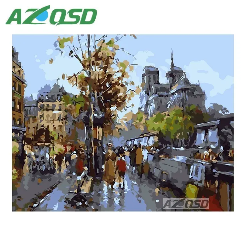 Картина azqsd по номерам на холсте 40x50 см Бескаркасный городской рынок картина маслом картина по номерам Декор szyh6225