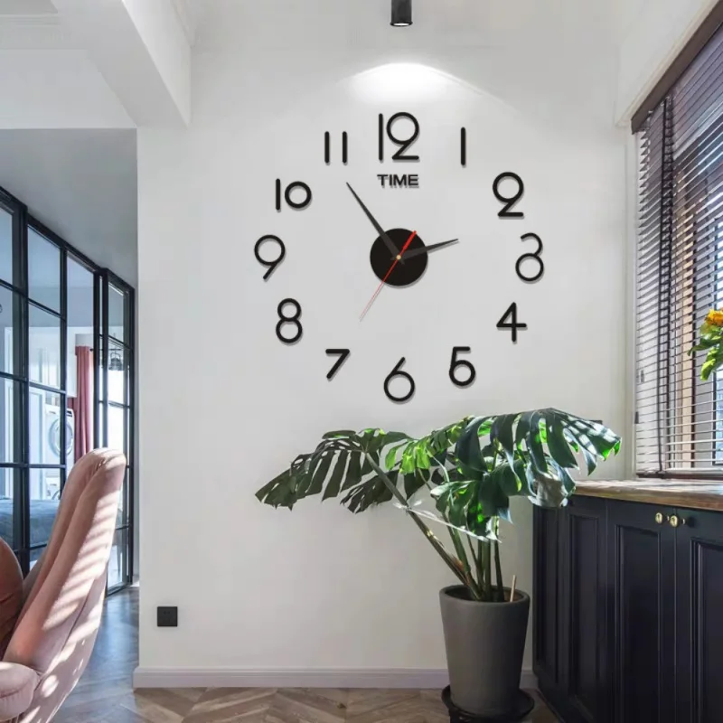 3D современные DIY комнатные настенные часы зеркальная поверхность Наклейка для