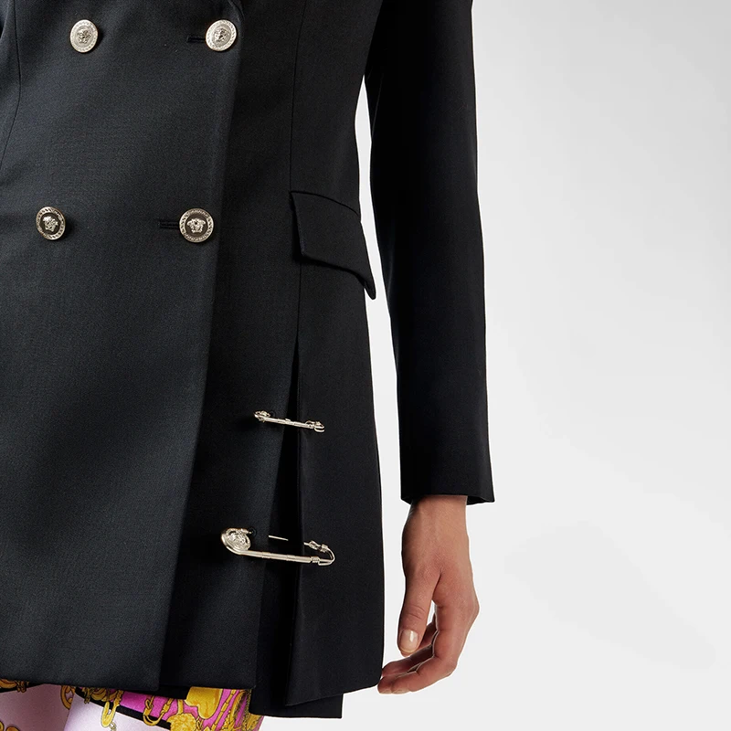 Женский двубортный Блейзер Max Spri черный блейзер с длинным рукавом и пряжкой