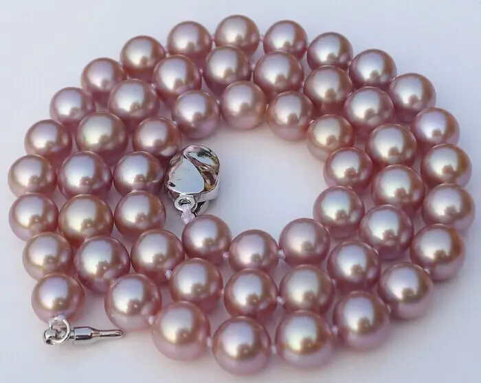 

elegant 11-12MM south sea natural round lavender pearl necklace 18inch
