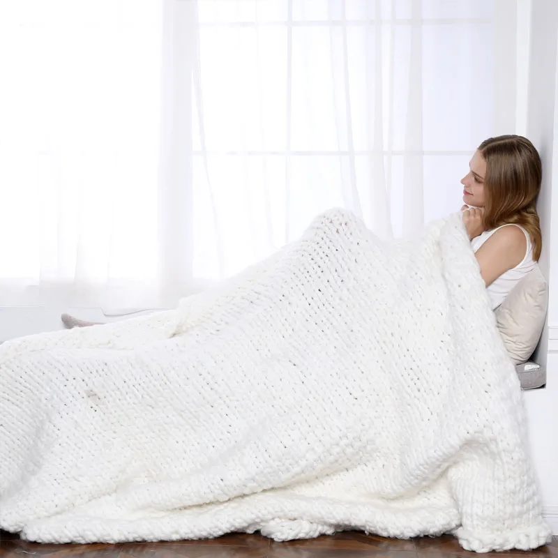 Трикотажное одеяло s пряжа вязаное ручная вязка теплое массивное дешевое