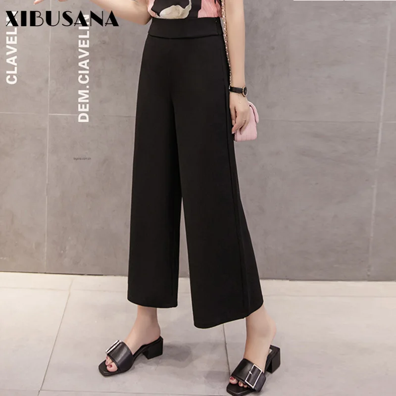 Женские брюки с широкими штанинами весна лето 2020 винтажные элегантные шифоновые