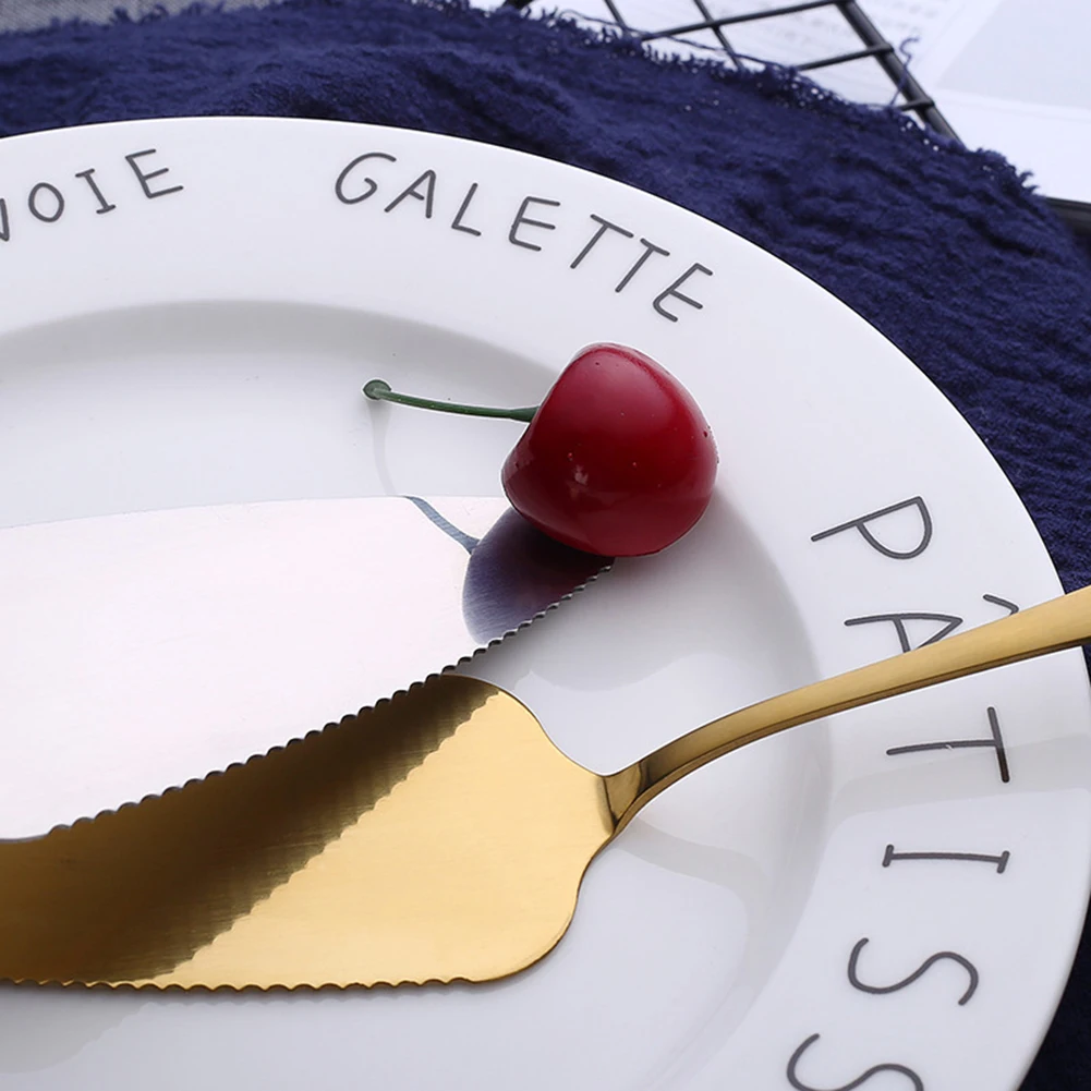 Colorful Stainless Steel Pizza Shovel Serrated Edge Cake Server Blade Cutter Cheese Cutlery Pastry Spatula Bakeware Tools |