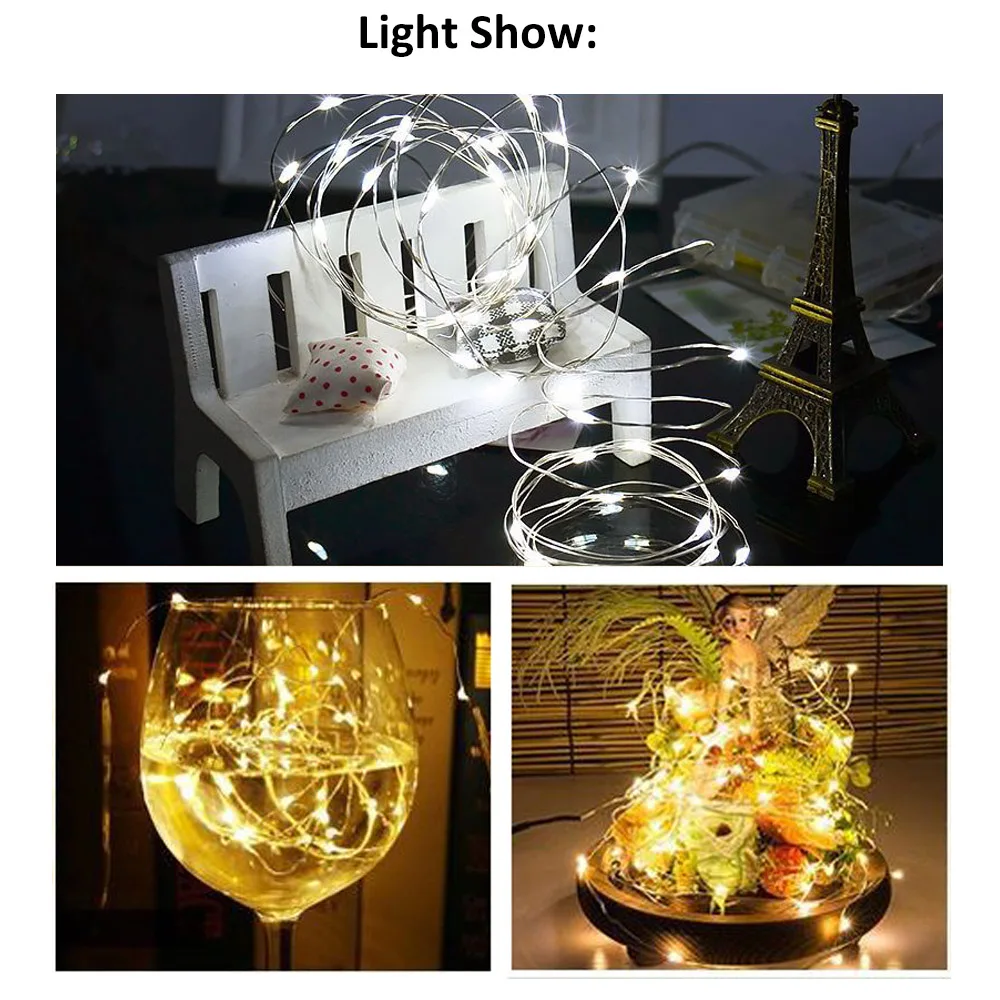 Светодиодная гирлянда с USB разноцветная новогодняя медная проволока для