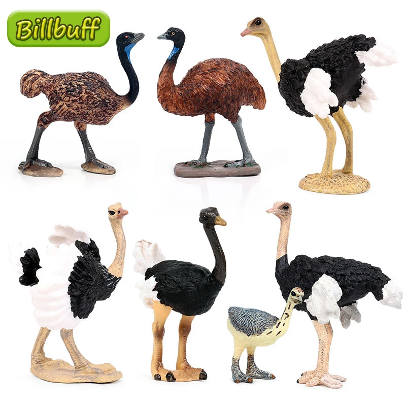 Hot Simulation Wild PVC Animal Ostrich Cub Model Action Figures Collection Miniature Cognition Educational Toy for children Gift