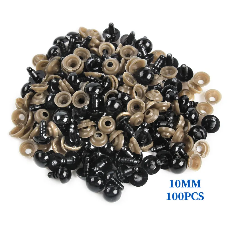 100pcs Doll Accessories Black Plastic Crafts Safety Eyes Amigurumi For Toys 6mm 8mm 9mm 10mm 12mm 14mm DIY Funny Toy Eyes Animal