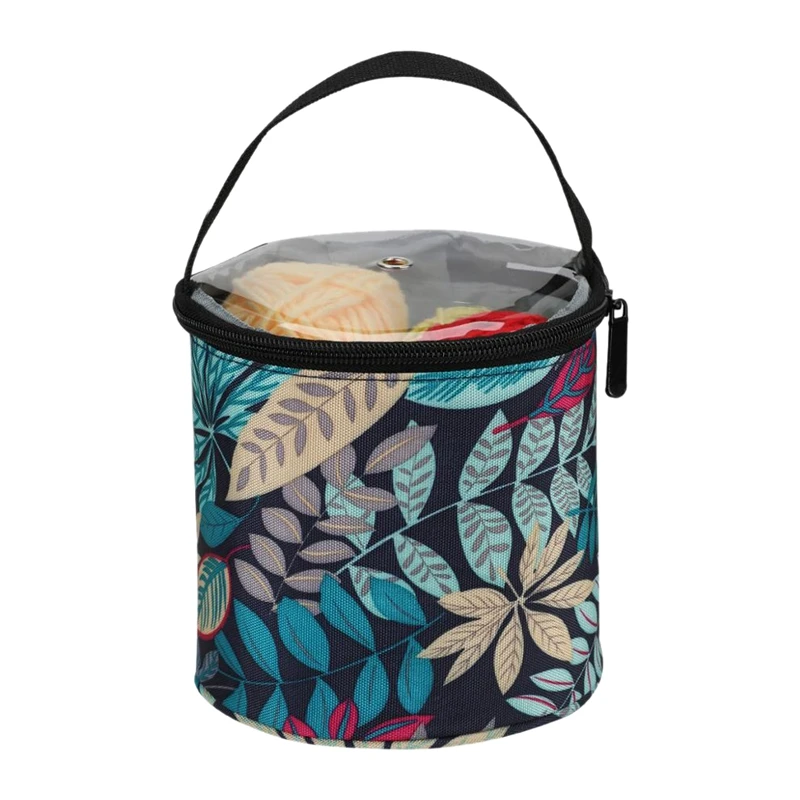 Круглая вязаная сумка-ведро шерстяная сумка с листьями крючком мелочь из ткани