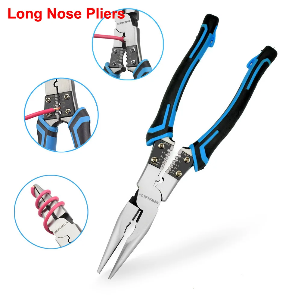 NEWACALOX 8'' Multitool Pliers Set Stripper/Crimper/Cutter Heavy Duty Wire Diagonal Jewelry Making Hand Tools | Инструменты