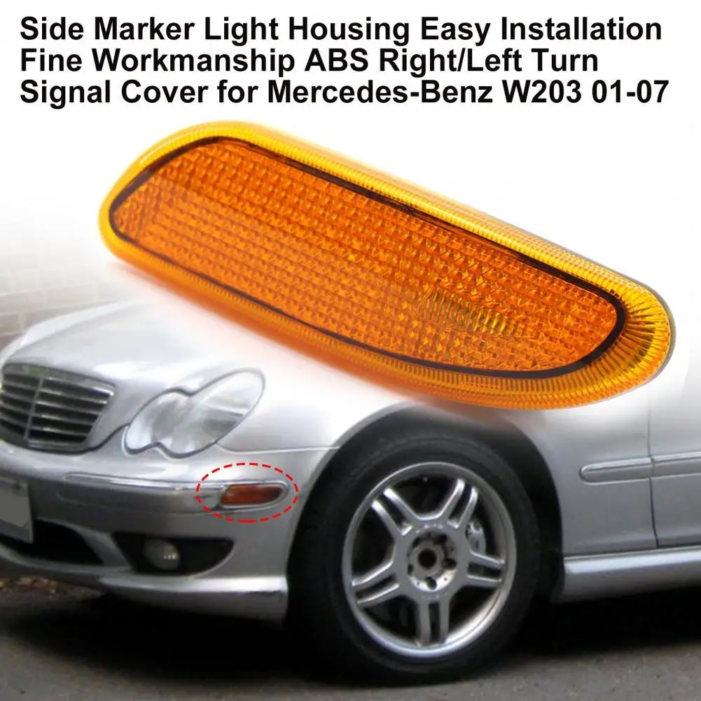 

Side Marker Light Housing Easy Installation ABS Right/Left Turn Signal Cover 2038200821 2038200721 for Mercedes-Benz W203 01-07