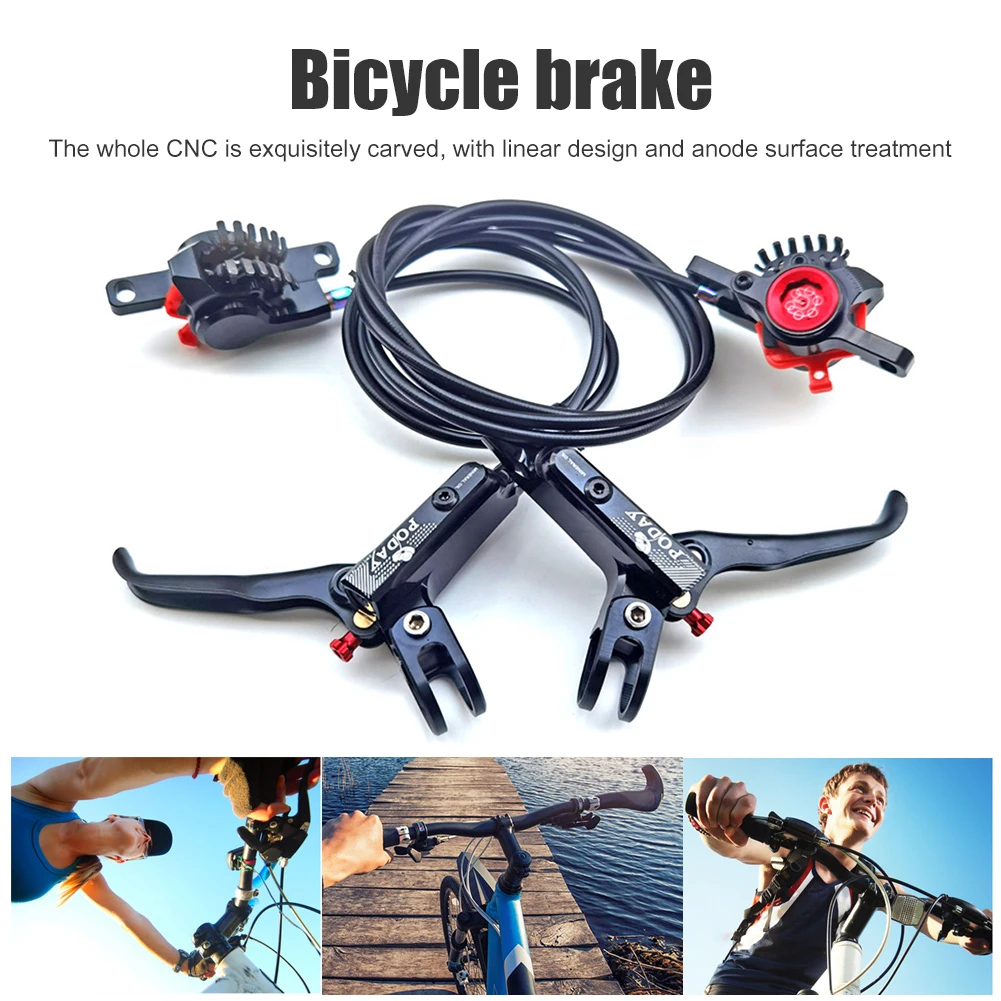 

Poday CNC Mountain Bike Hydraulic Disc Brakes Set MTB Bicycle Front Rear Brake Handle Clamp Calipers Cycling Accessories Parts