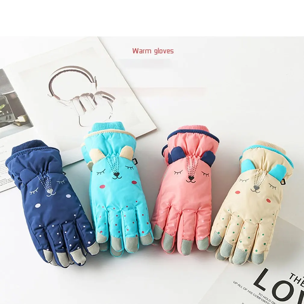 

High Quality Waterproof Children Kids Ski Gloves Black Baby Winter Warm Full Finger Blue Boys Girls Snow Snowboard Gloves